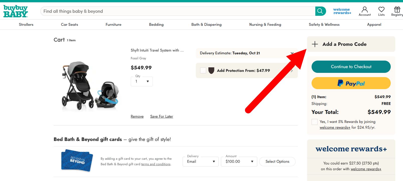 “How to apply a Buy Buy Baby promo code”